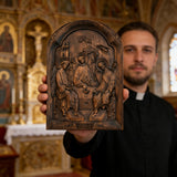 Orthodoxe Ikone Heilige Dreifaltigkeit Holzschnitzgeschenk