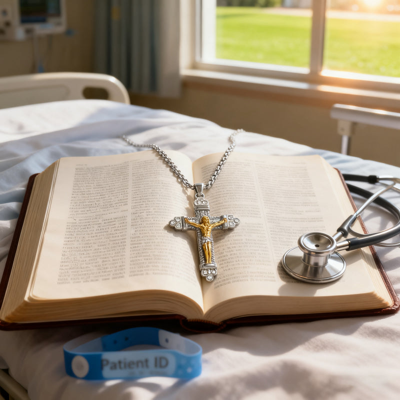 Titanium Steel Crucifix NecklacTitanium Steel Crucifix Necklace with Zircon | A Testament of Strength and Faithe with Zircon