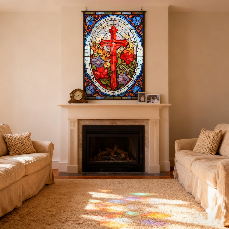 🌟 Stained Glass Cross Window Art: Where Faith Meets Light