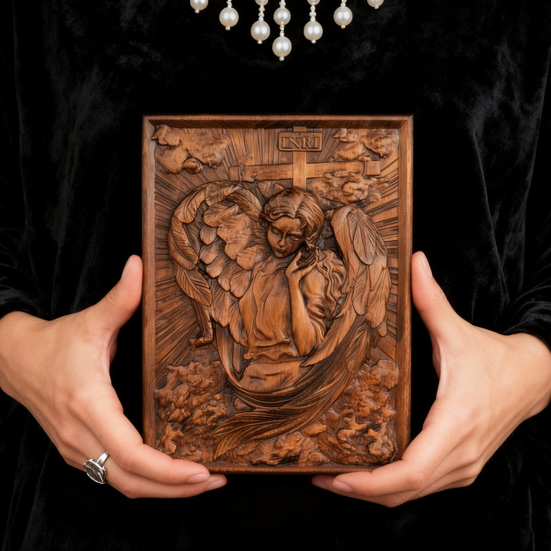 🌟 Archangel Chamuel Wood Carving – Angel of Peaceful Relationships 🌟