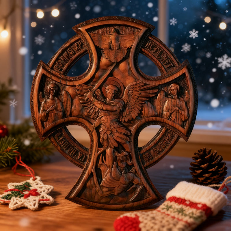 Orthodox Archangel Michael Wooden Sculpture - Gives Us Strength and Courage to Move Forward