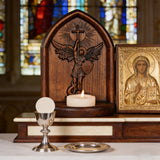 Archangel Michael Hand-Carved Beech Wood Candle Holder: A Sanctuary of Faith