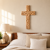 Hand-Carved Beechwood Crown of Thorns Wall Cross