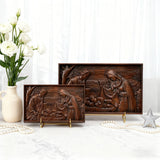 Nativity Scene Wood Carved Plaque, Religious Wall Decor, Christmas Gift