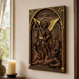 Hand-Carved Archangel Saint Michael Wood Wall Plaque | Catholic Home Decor | Christian Wall Art - craftsmanship detail