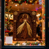 The Sacred Heart and Divine Mercy Jesus Christ Wood Wall Plaque