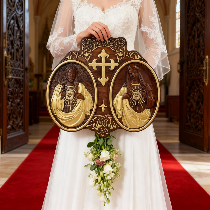 Sacred Heart of Jesus and Heart of Mary Plaque - 2023 New Religious Christmas Gift