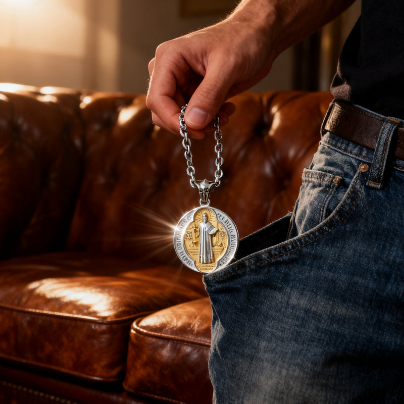 St. Benedict Home Blessing Titanium Steel Pendant