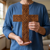 Handcrafted Beechwood Plaited Wall Cross – Natural Wood Finish