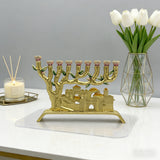 Golden Jerusalem 9-Branch Menorah: Light That Ties to the Holy City