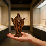 Hand Carved Sacred Heart of Jesus Virgin Mary Wooden Tabletop Ornament