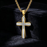 Brushed & Faceted Titanium Steel Cross Necklace – Modern Faith, Bold Devotion