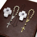 6mm Pearl Rosary Bracelet with Cross Case | Catholic Devotional Jewelry