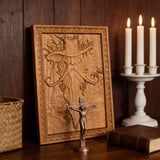 Natural Ash Wood Magician Carved Art: Whimsy Woven in Warm Wood