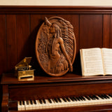 Native American Woman Wood Carving - Hand-Carved Solid Wood Art - Indigenous Home Decor