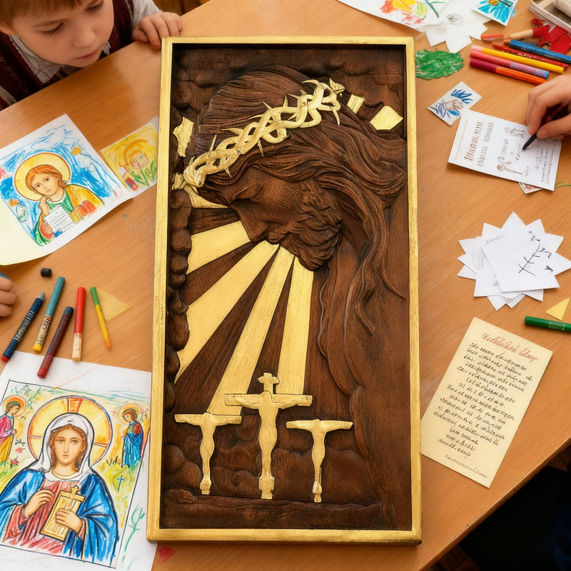 Plaque commemorating Good Friday, remembering the meaning of Jesus' crucifixion