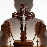 Silver painted version Ash wood Crucifix ，Jesus Christ, wooden Cross gift of love