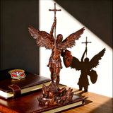 St. Michael the Archangel - Hand Carved Boxwood Sculpture - Spiritual Guardian for Prayer Spaces