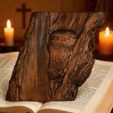 Hand-Carved Owl Tree Wood Art: A Christian Symbol of Wisdom & Divine Awareness