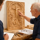 Handcarved Beechwood Crucifix Relief — Let His Sacrifice Settle Into Your Days