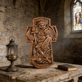 Archangel Michael Hand-Carved Ashwood Cross Plaque