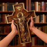 Ascension of Jesus wood carving cross