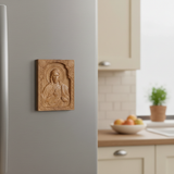 Sacred Heart of Jesus Hand-Carved Wood Magnet - 4 Premium Wood Tones for Home, Car & Office