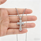 Iced Baguette & Round CZ Cross Pendant Necklace – Faith, Luxury & Statement Style