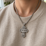 S925 Sterling Silver Jesus Crown of Thorns Cross Pendant Necklace – Christian Faith Jewelry for Men