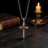 Minimalist Titanium Steel & Wood Cross Necklace – Faith in Simplicity