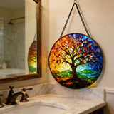 Rainbow Tree of Life Stained Glass Suncatcher: Where Color Meets the Eternal