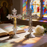 Ornate Jesus Crucifix Figurine: Elegance & Faith in One