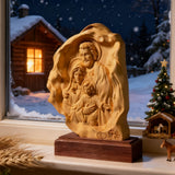 Southern European Boxwood Holy Family Blessing Ornament - Engraved with Your Surname