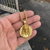 Crown of Thorns Jesus Double‑Sided Medallion Necklace, Stainless Steel Sacred Heart Pendant for Men Product Parameters