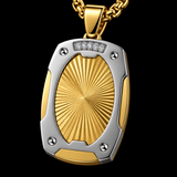 Radiant Shield Pendant Necklace – Titanium Steel Faith-Inspired Men's Necklac