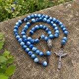 Hand Woven Holy Trinity Crucifix Mary Holy Medal Blue Rosary - product view