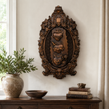 The Holy Family Sacred Hearts Triptych - Hand-Painted Wood Carving
