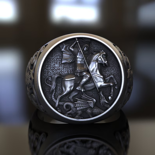 Saint George Amulet Stainless Steel Ring