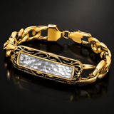 Hand-Hammered Textured Curb Chain Bracelet - side view
