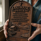 Lake house prayer hand-carved wood wall plaque for Christian home decor