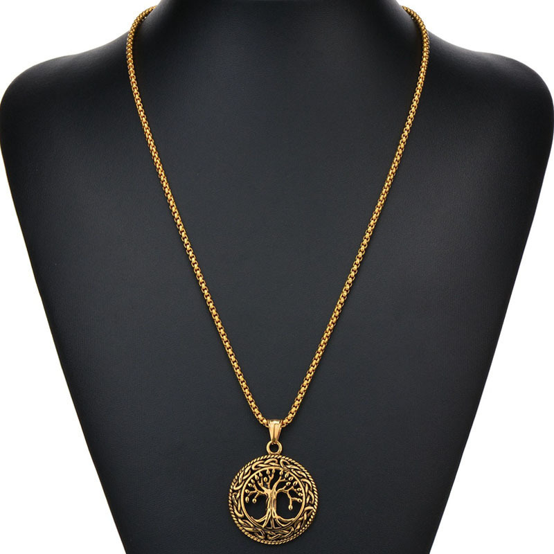 Baum des Lebens Halskette Anhänger Edelstahl Schutz Lucky Talisman Keltischer Schmuck für Männer Frauen