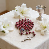 6MM Vatican Leo XIV Red Wood Bead Rosary