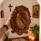 Bgcopper Mutter Maria mit Baby Jesus Holz schnitzerei Dekor