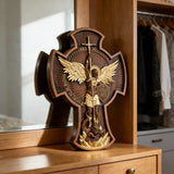 Archangel Michael Solid wood carving gift - Hand carved from a whole piece of wood