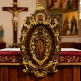 Hand-Carved Our Lady of Grace Wooden Icon: A Christian Symbol of Mary’s Devotion