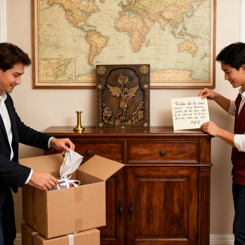 Bgcopper Archangel Michael Square Wooden Icon Religious Gifts - Best Wood Carving Wall Decor