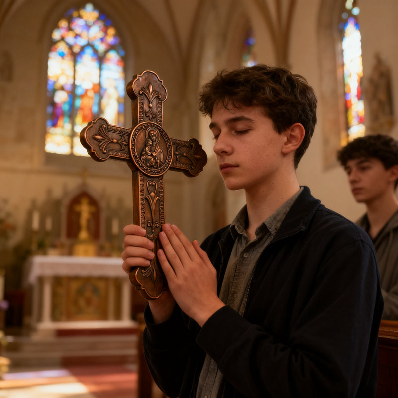 Wooden crucifix of the Virgin, Virgin Mary, Baby Jesus, religious wooden icon, wall crucifix, wall decoration