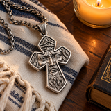 S925 Sterling Silver Jesus Crown of Thorns Cross Pendant Necklace – Christian Faith Jewelry for Men