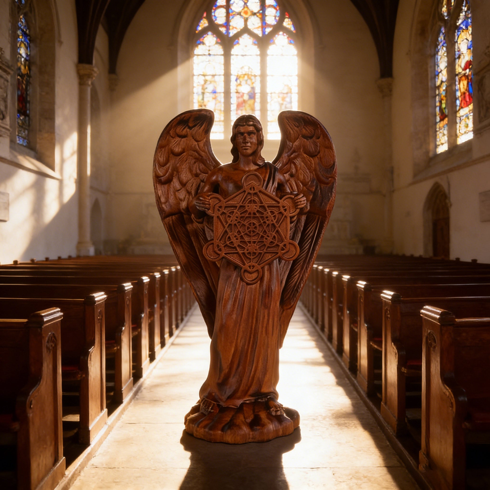 Metatron Angel Cube Beechwood Guardian Ornament: Soulful Resonance of ...