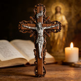 Silver painted version Ash wood Crucifix ，Jesus Christ, wooden Cross gift of love